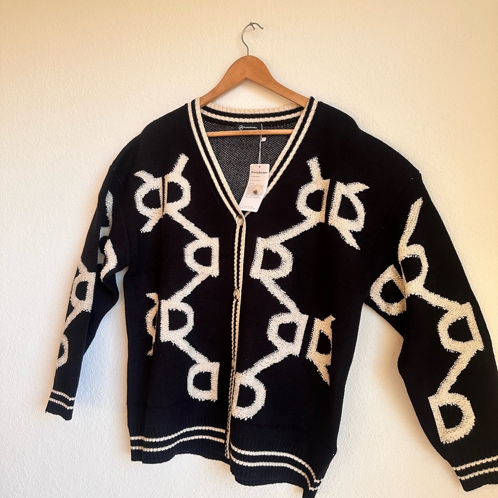 PRETTY GARDEN knit cardigan sweater casual long sleeve new with tag XL GRANDMA